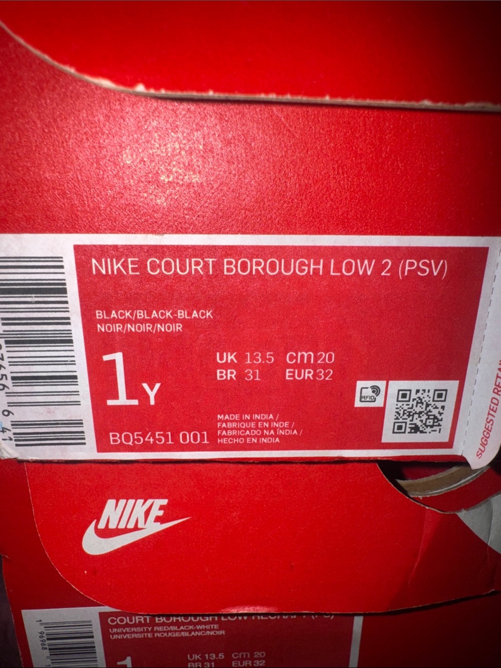 Nike Kids Black Low-Top Sneakers with Velcro Strap - Picture 4 of 15